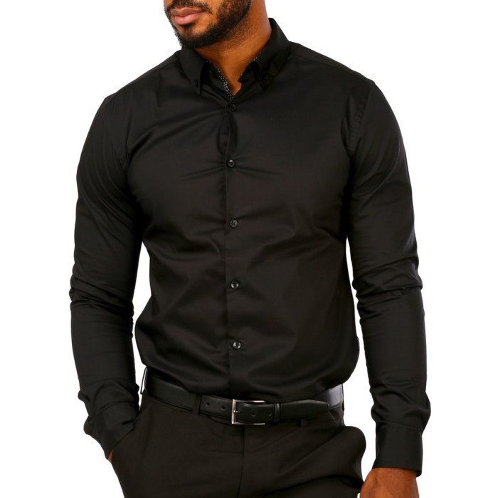 Black dress shirt men's untucked