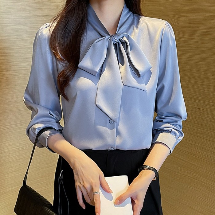 Women's dress shirt with bow tie