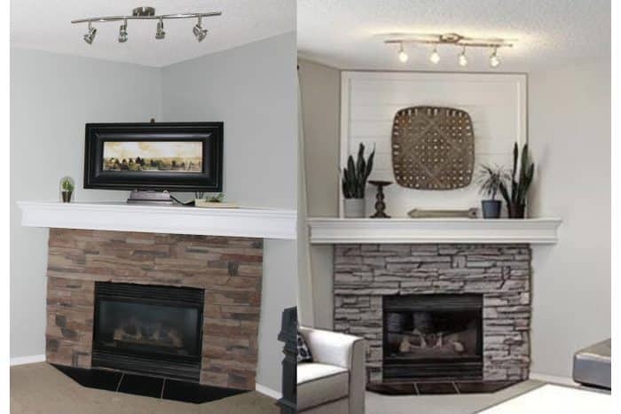 How to decorate family room with corner fireplace