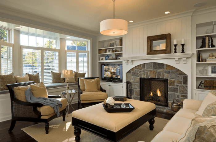 How to decorate a living room with fireplace